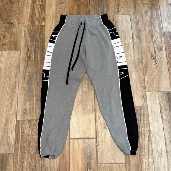 Victoria’s Secret PINK Grey Joggers with Black/White Logo Sweats - Picture 1 of 3
